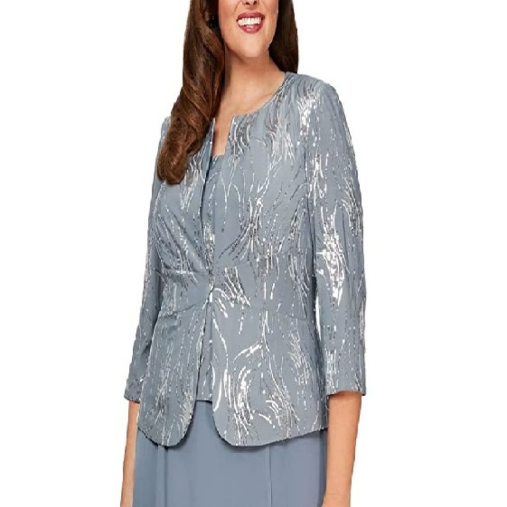 Women's Plus Size Evening Dress w/ Tea Length Button Jacket